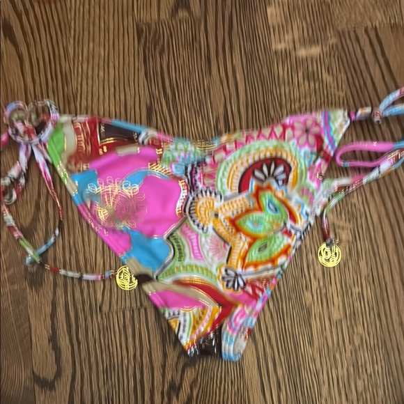 Luli Fama Colorful Paisley Bikini Top XS bottom S - Picture 3 of 12